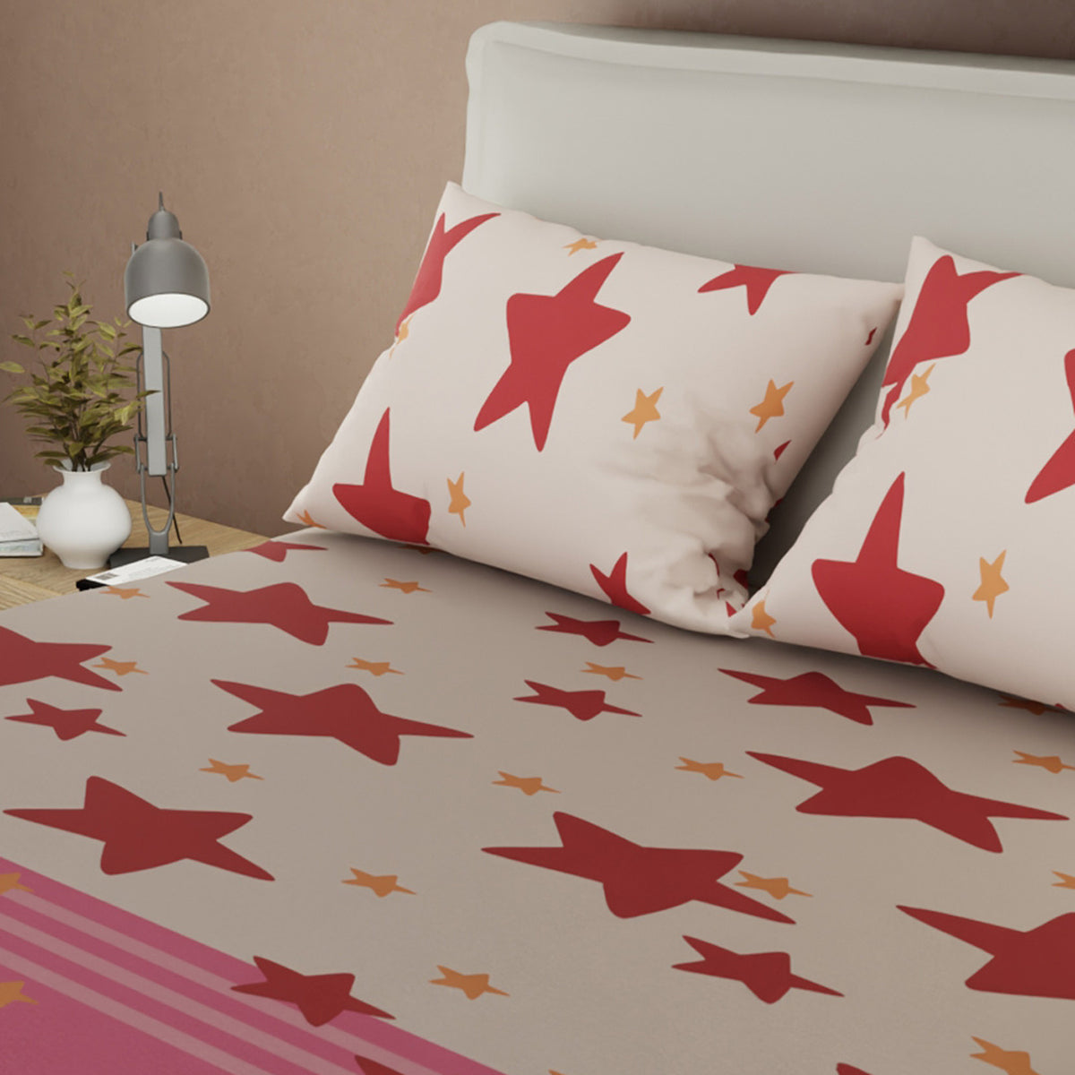 Sábana ajustable Berry Blush para cama doble rosa en microfibra 140x190 cm