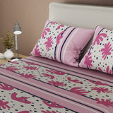 Sábana ajustable Forma Activa para cama doble estampada rosa en microfibra 140x190 cm