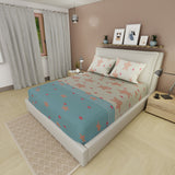 Sábana ajustable Berry Blush para cama doble azul turquesa estampada en microfibra 140x190 cm