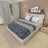Sábana ajustable Vanguardia para cama doble gris y azul en microfibra 140x190 cm con fundas