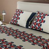 Sábana ajustable Esferas para cama doble gris y azul en microfibra 140x190 cm con fundas