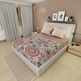 Sábana ajustable Trazo Mandalas para cama doble durazno y gris en microfibra 140x190 cm