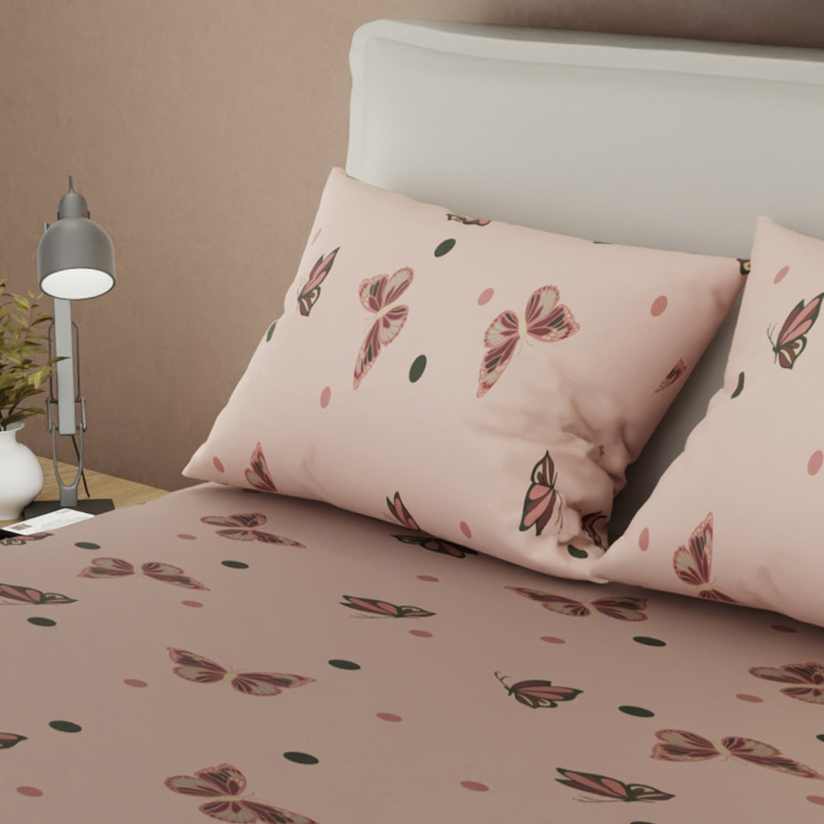 Sábana ajustable Savia Silvestre para cama doble terracota microfibra 140x190 cm