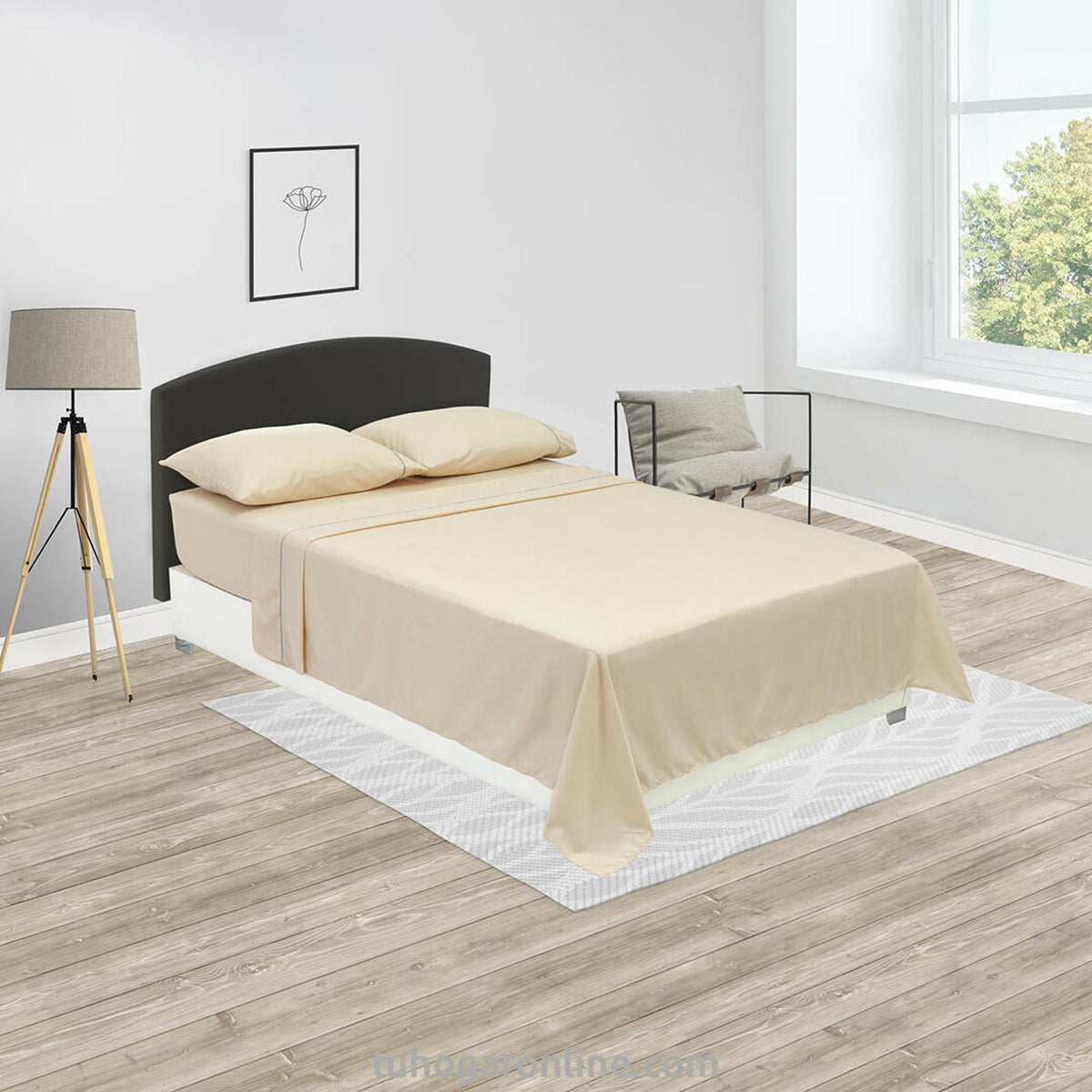Juego de sábanas Básicos para cama doble crema en microfibra suavizada 140x190 cm