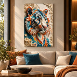 Lienzo Cuadro Decorativo Tigre Abstracto Efecto Relieve 93x60cm