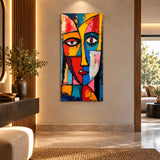 Lienzo Cuadro Decorativo Rostro Cubista Arte Abstracto Moderno 118x55cm