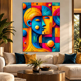Lienzo Cuadro Decorativo Pareja Cubista Geométrica 110x80cm