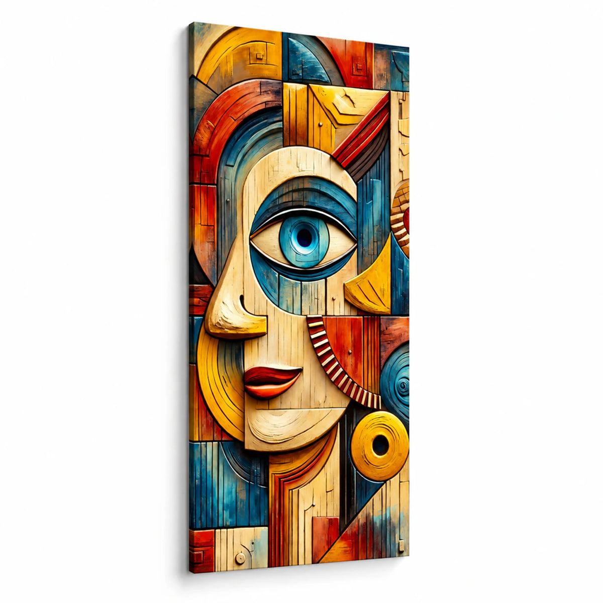 Lienzo Cuadro Decorativo Mirada Mediterránea Mujer Cubista 118x55cm