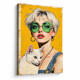 Lienzo Cuadro Decorativo Retrato Pop Amor Gatuno 60x43cm