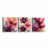 Lienzo Tríptico Cuadros Decorativos Magnolias Pastel Arte Acuarela 34x34cm cu