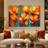 Lienzo Tríptico Cuadros Decorativos Floral Vibrante 34x72cm cu