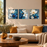 Lienzo Tríptico Cuadros Decorativos Floral de Lujo Moderno 34x34cm cu
