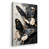 Lienzo Cuadro Decorativo Mariposas de Lujo Blanco y Negro 93x60cm