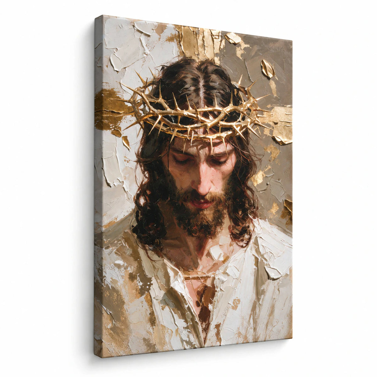 Lienzo Cuadro Decorativo Arte Sagrado de Cristo Rey Corona 93x60cm