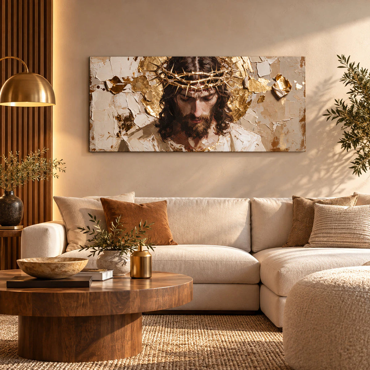 Lienzo Cuadro Decorativo Cristo Rey Corona de Espinas 118x55cm