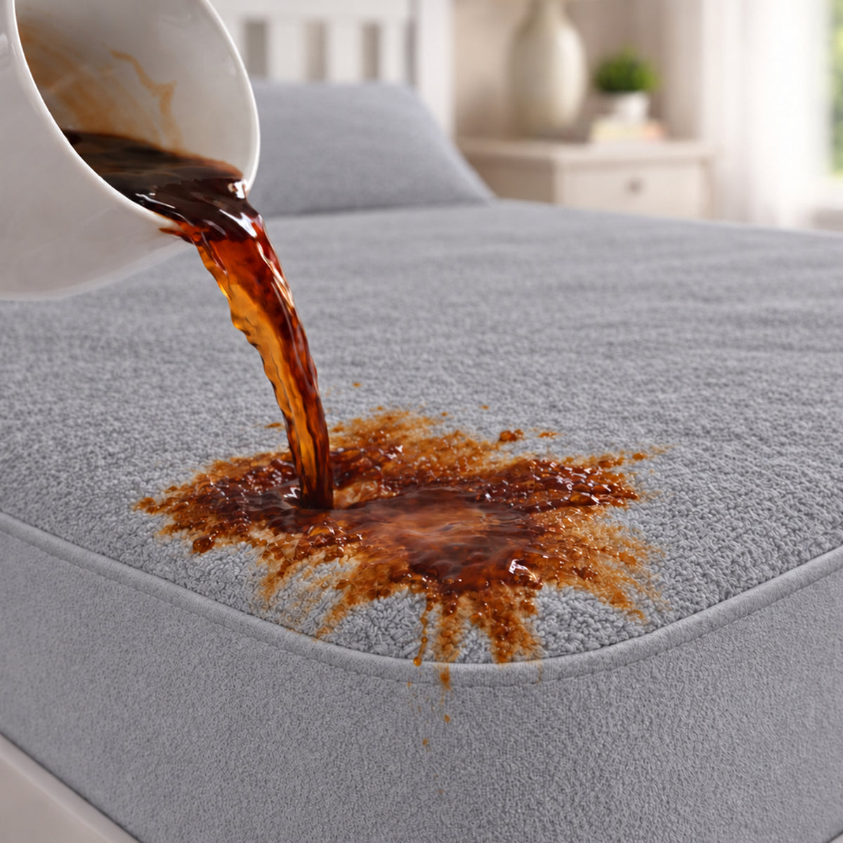 Combo protector de colchón sencillo gris impermeable 100x190 cm y protector de almohada Terry