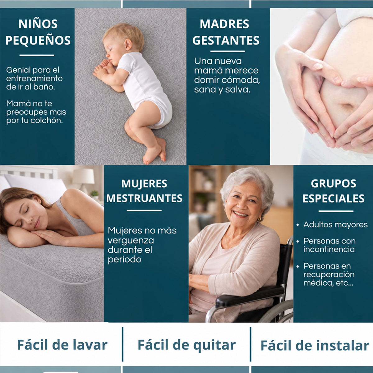 Combo protector de colchón king gris impermeable 200x200 cm con 2 protectores de almohada