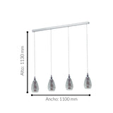 Lámpara Colgante Moderno Gris Acero 4 Luces Ajustable - Iluminacion | Bylmo