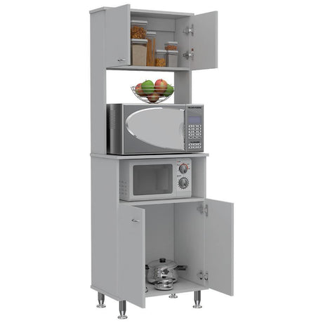 Mueble Microondas Kitchen Blanco 54 cm con Cuatro Puertas y Un Entrepaño