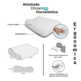 Almohada DreamOn Espuma viscoelástica Blanca 60 cm Ergonómica