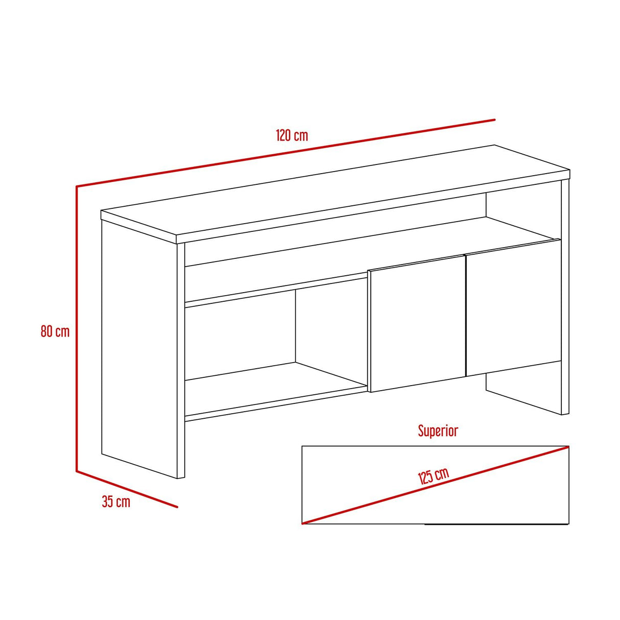 Arrimo Classic Caramelo 120x80cm con Tres Compartimientos y con Patas - Bifes | Bylmo