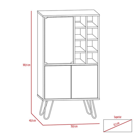 Bar Vassel Miel y Plomo 59.6x109.4cm con Dos Compartimientos con Tres Portacopas y con Ocho Portabotellas - Bares | Bylmo