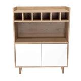 Bar Bora Rovere y Blanco 78.4x100cm con Tres Compartimientos y con Seis Portabotellas - Bares | Bylmo