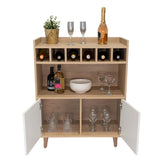 Bar Bora Rovere y Blanco 78.4x100cm con Tres Compartimientos y con Seis Portabotellas - Bares | Bylmo