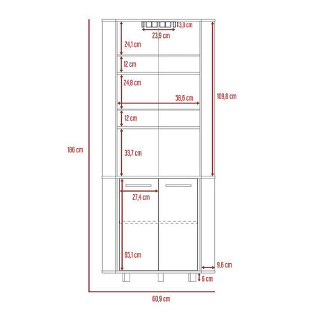 Bar Carmenere Miel y Plomo 56.7x186cm con Tres Compartimientos con Tres Portacopas y sin Portabotellas - Bares | Bylmo