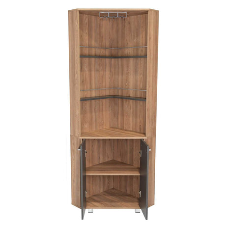 Bar Carmenere Miel y Plomo 56.7x186cm con Tres Compartimientos con Tres Portacopas y sin Portabotellas - Bares | Bylmo