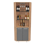 Bar Carmenere Miel y Plomo 56.7x186cm con Tres Compartimientos con Tres Portacopas y sin Portabotellas - Bares | Bylmo