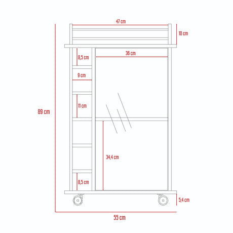 Bar Dukat Rovere 55x89cm con Seis Porta Botellas y con Rodachones - Bares | Bylmo
