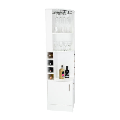 Bar Esquinero Esquinero Syrah Blanco 46.9x180.6cm con Un Cajón y con Ocho Portabotellas - Bares | Bylmo