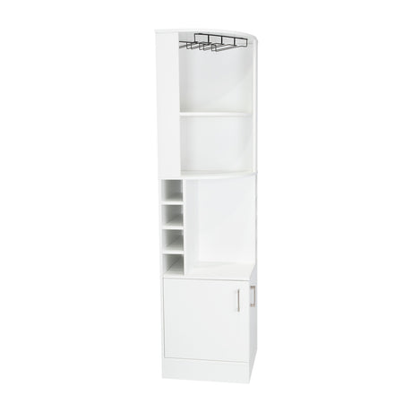 Bar Esquinero Esquinero Syrah Blanco 46.9x180.6cm con Un Cajón y con Ocho Portabotellas - Bares | Bylmo