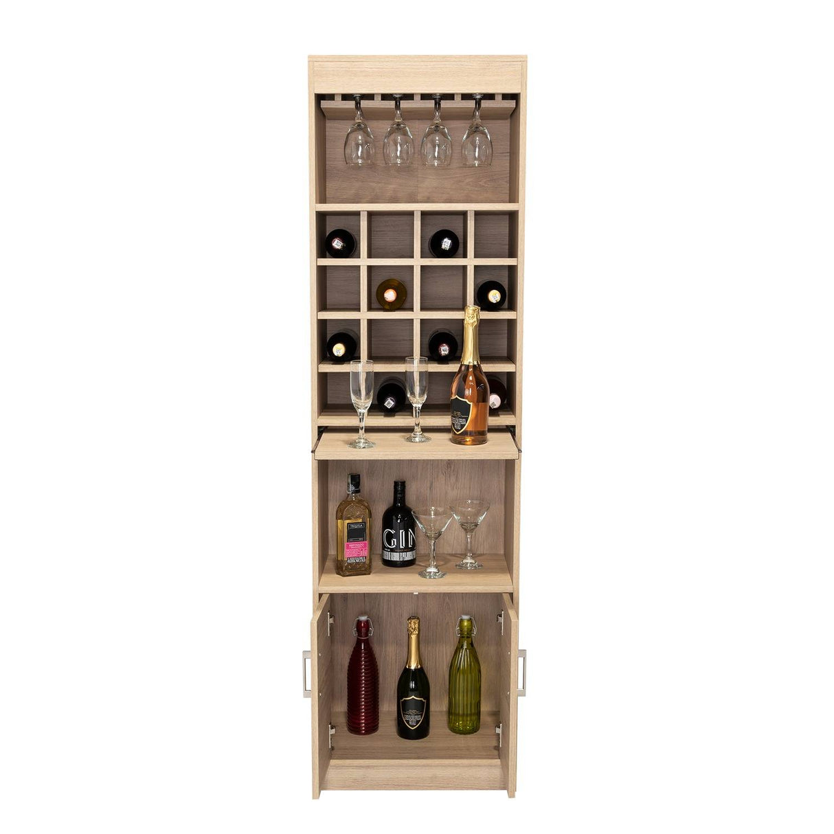 Bar Kava Rovere 51x180cm con Un Cajón y con Dieciséis Portabotellas - Bares | Bylmo