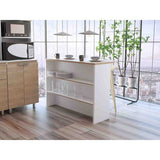 Barra de Cocina Fendi Blanco y Rovere 120x90cm con Dos Entrepaños y con Dos Comportamientos