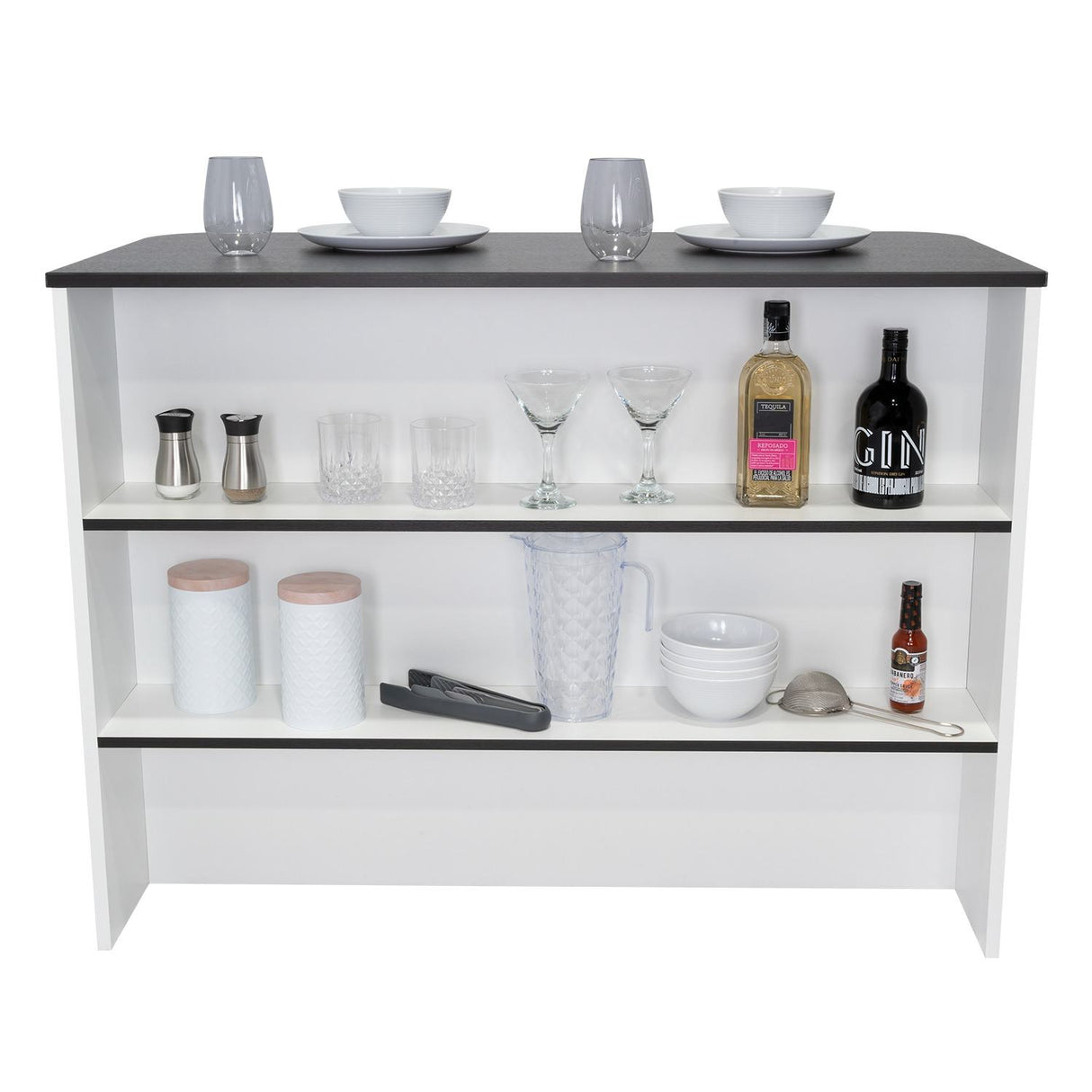 Barra de Cocina Fendi Blanco y Wengue 120x90cm con Dos Entrepaños y con Dos Comportamientos