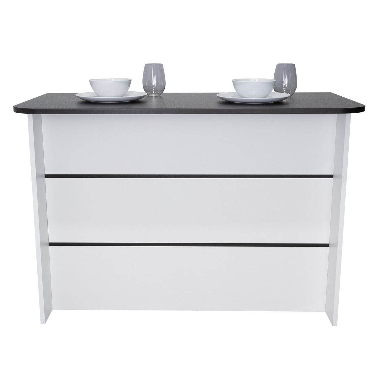 Barra de Cocina Fendi Blanco y Wengue 120x90cm con Dos Entrepaños y con Dos Comportamientos