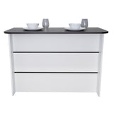 Barra de Cocina Fendi Blanco y Wengue 120x90cm con Dos Entrepaños y con Dos Comportamientos