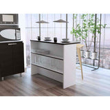 Barra de Cocina Fendi Blanco y Wengue 120x90cm con Dos Entrepaños y con Dos Comportamientos