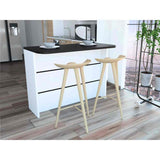 Barra de Cocina Fendi Blanco y Wengue 120x90cm con Dos Entrepaños y con Dos Comportamientos