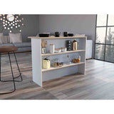 Mueble Auxiliar de Cocina Fendi Rovere y Blanco 120x90cm con Dos Entrepaños y Tres Compartimientos - Barras y Muebles Auxiliares | Bylmo