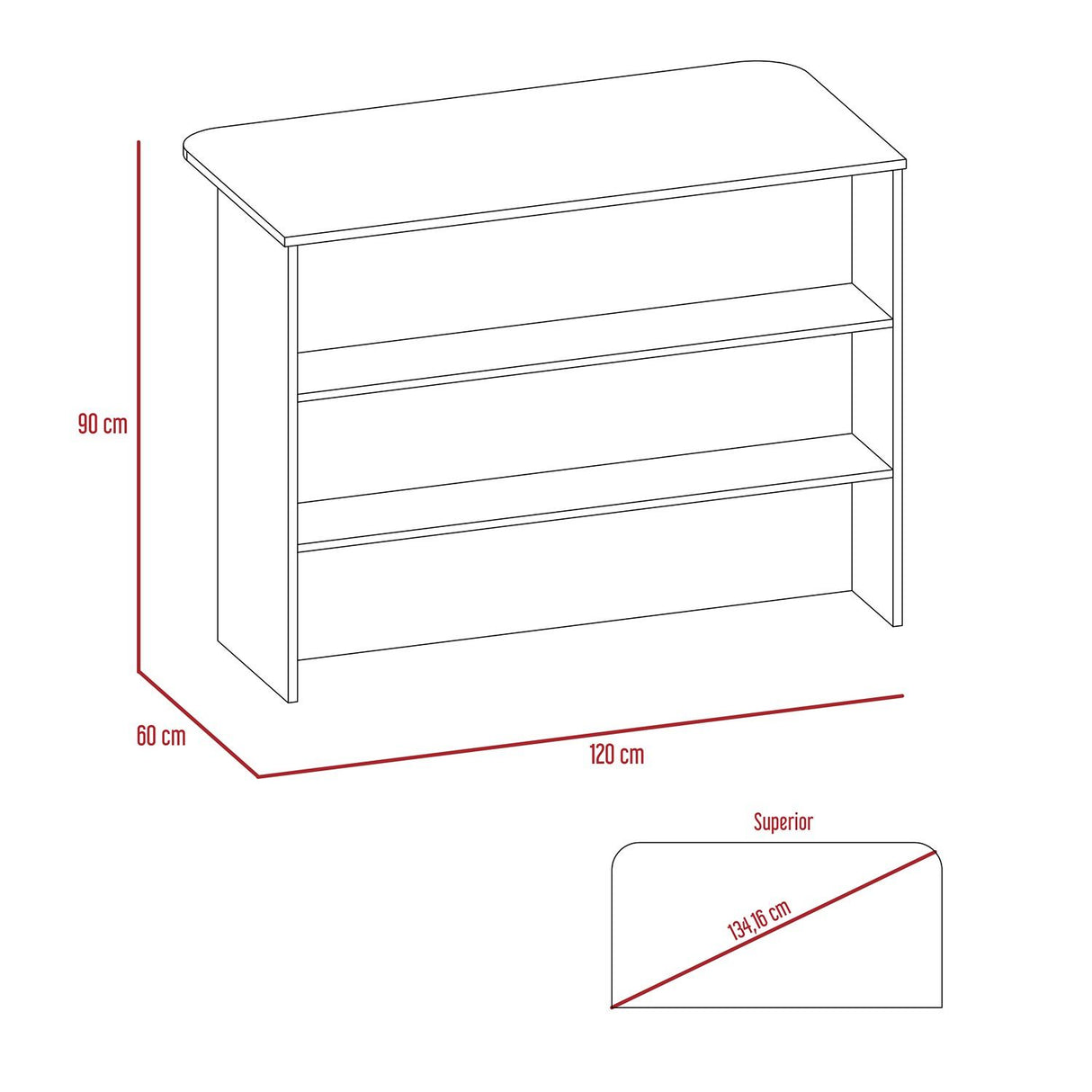 Mueble Auxiliar de Cocina Fendi Rovere y Blanco 120x90cm con Dos Entrepaños y Tres Compartimientos - Barras y Muebles Auxiliares | Bylmo