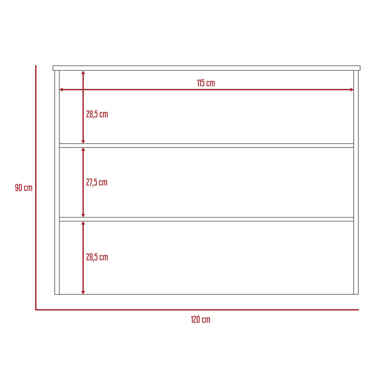 Mueble Auxiliar de Cocina Fendi Rovere y Blanco 120x90cm con Dos Entrepaños y Tres Compartimientos - Barras y Muebles Auxiliares | Bylmo