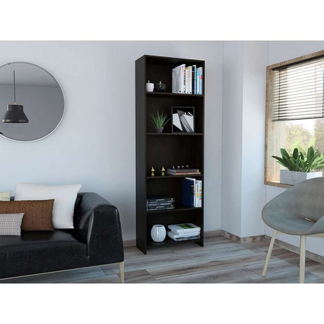 Biblioteca Lisa Wengue 62x180cm con Cinco Compartimientos