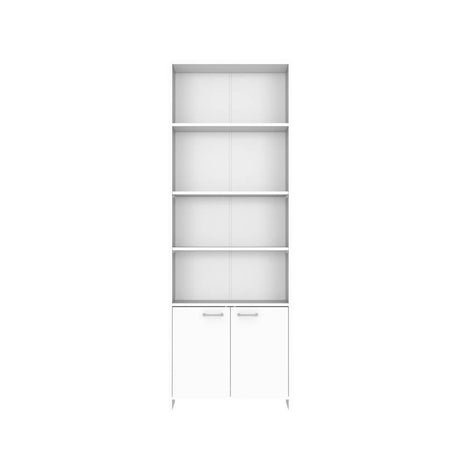 Biblioteca Lisa Blanco 63x180cm con Cuatro Compartimientos y con Un Cajón