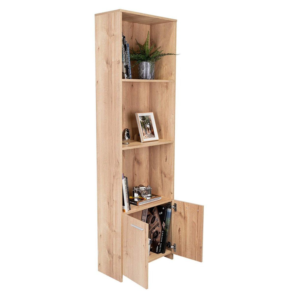 Biblioteca Lisa Easy Duna 55.1x181.5cm con Tres Compartimientos y con Un Cajón - Bibliotecas | Bylmo