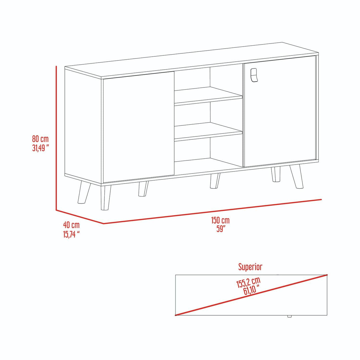 Bifé Funes Taupe 150 cm con Una Puerta Push to Open - Bifes y Arrimos | Bylmo