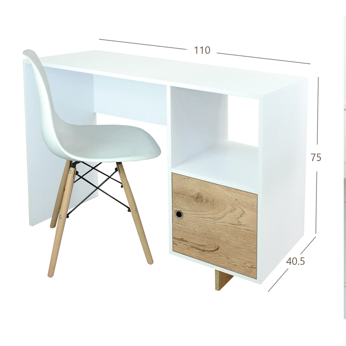Combo Sofá Baúl Chaise Long Gris 163 cm con Puff, Mesa de Centro, Escritorio y Silla - Combos Sala | Bylmo