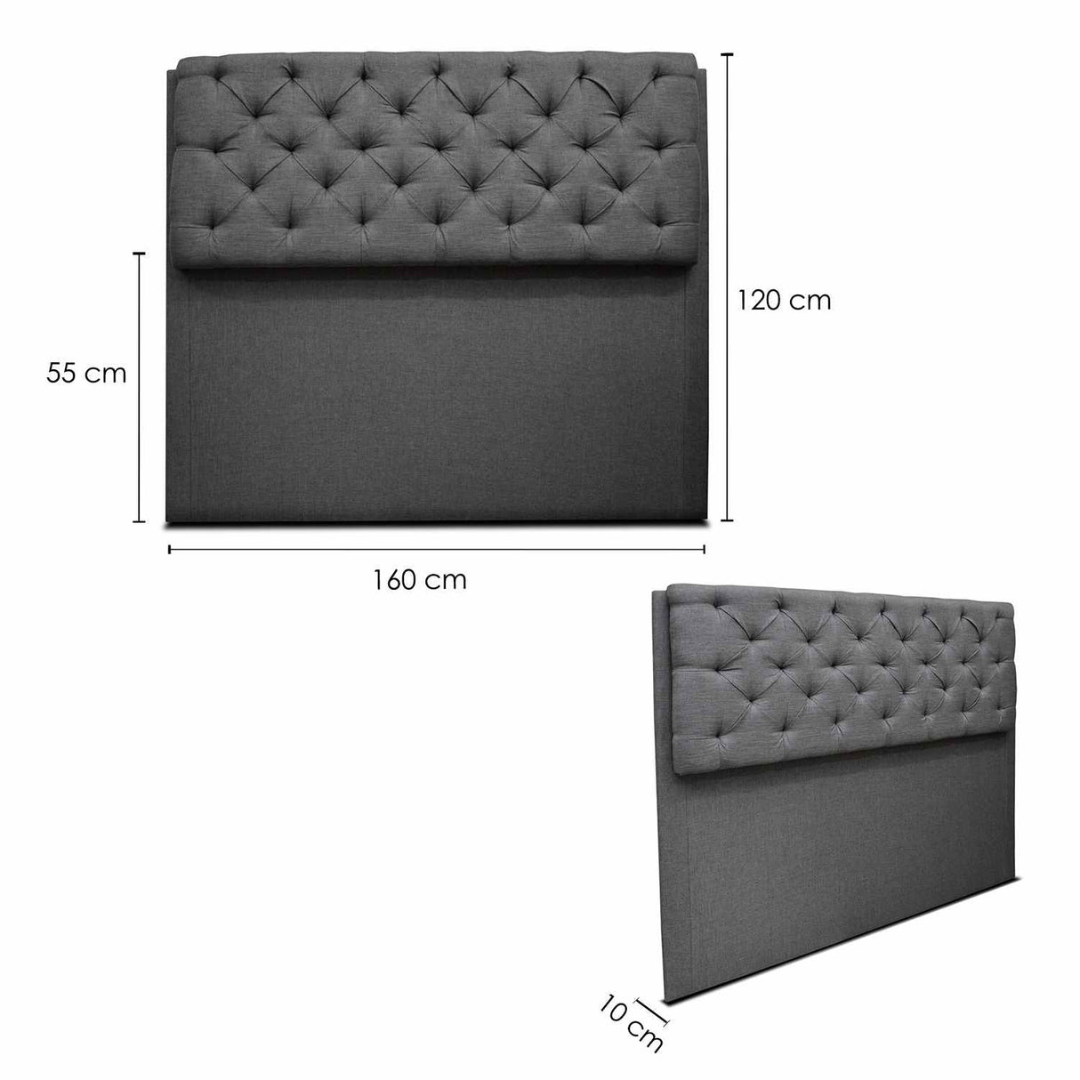 Cabecero Dreamer Queen 160 cm Gris de Piso Tela Resistente
